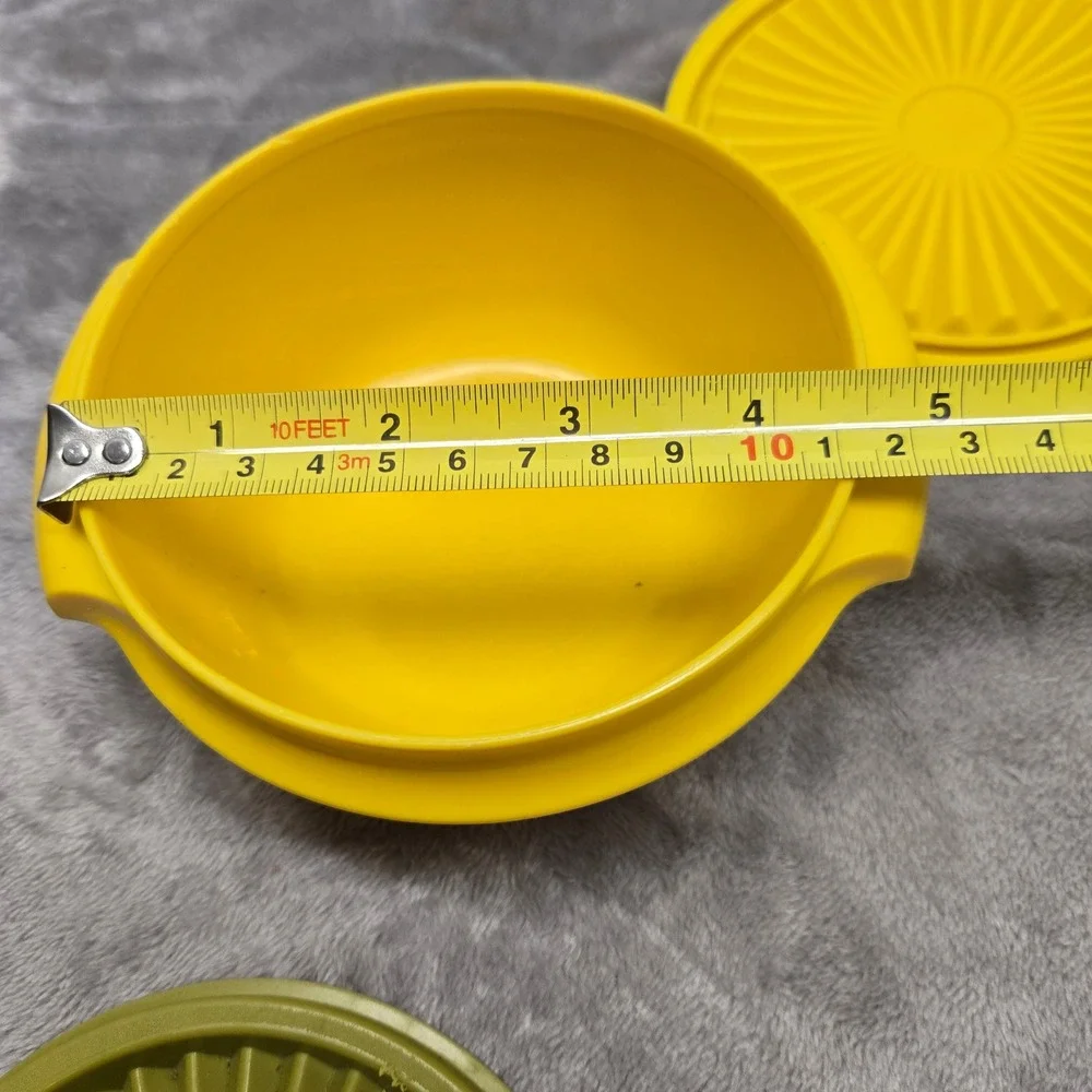 Vintage Tupperware Yellow Servalier Bowl with Sunburst Lid 5 Inch Round 1323-5